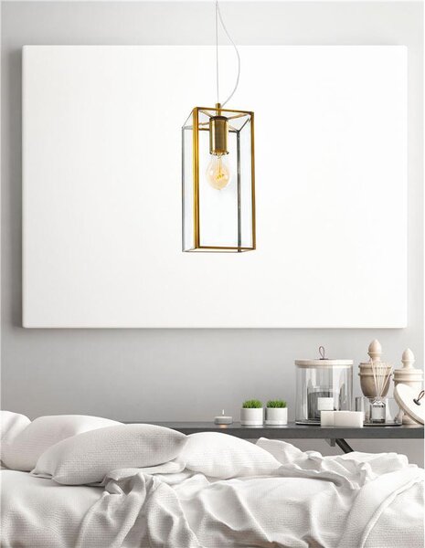 Nova Luce Závěsné svítidlo FLAVIO antický kov mosaz čiré sklo E27 1x12W