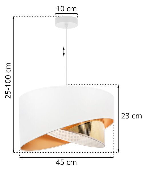 Závěsné svítidlo Asti Duo2, 1x PVC/bílé textilní stínítko, (fi 45cm), g, w