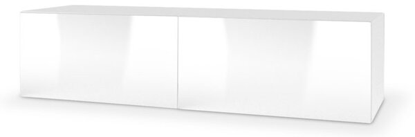 Halmar Závěsný TV stolek LIVO 160 cm, se systémem push-click, v bílém lesku