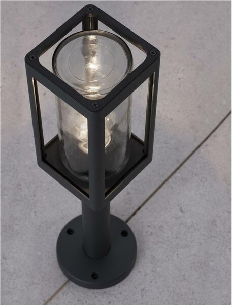 NOVA LUCE venkovní sloupkové svítidlo FIGO tmavě šedý hliník a čiré sklo E27 1x12W 220-240V bez žárovky IP54 9060193