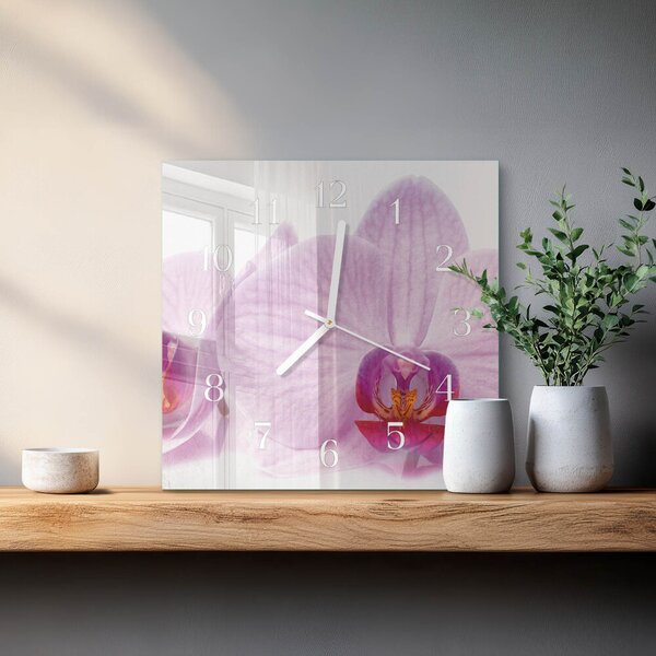 Skleněné hodiny Orchidej zskb-30x30-00087214