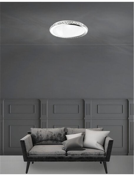 Nova Luce Stropní svítidlo PALERMO chromovaný kov bílé sklo a K9 křišťál E27 3x12W