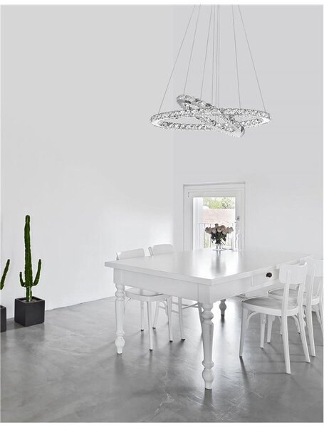 Nova Luce Závěsné LED svítidlo CELINE chromovaný hliník a křišťál nastavitelné 40W 3500K