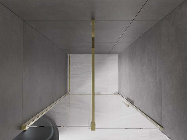 Mexen Velar, posuvné dveře do otvoru 80x200 cm, 8mm čiré sklo, zlatá lesklá, 871-080-000-01-50
