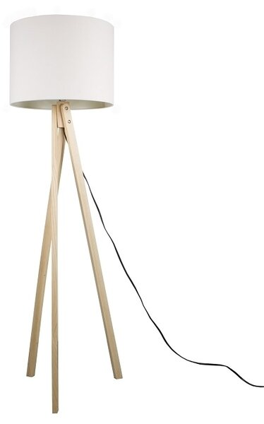 Bílá stojací lampa s dřevěnou trojnožkou LILA TYP 6