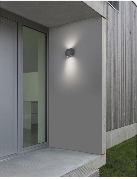 Nova Luce Venkovní nástěnné svítidlo COMO tmavě šedý hliník skleněný difuzor LED 2x3W 3000K 2x34st. IP54