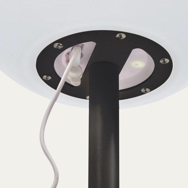 Bílá plastová solární stojací LED lampa Kave Home Dinesh 120 cm s černou podnoží
