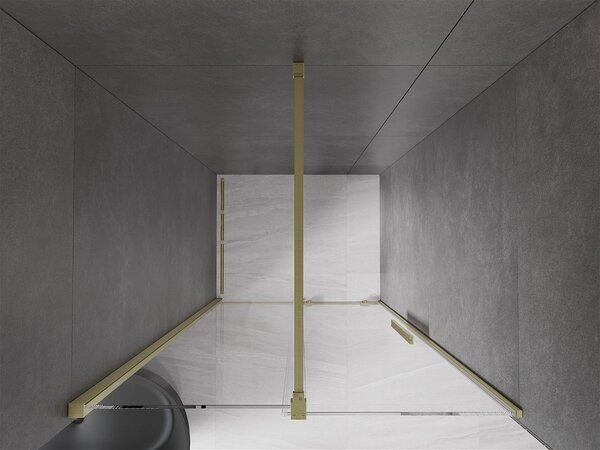 Mexen Velar, posuvné dveře do otvoru 70x200 cm, 8mm čiré sklo, zlatá matná, 871-070-000-01-55