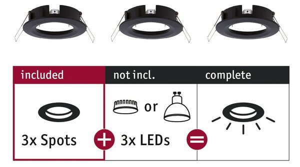 Paulmann 92481 Choose, sada černých bodovek 3x10W, průměr 7,8cm IP44