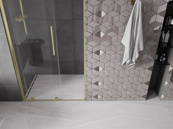 Mexen Velar, posuvné dveře do otvoru 75x200 cm, 8mm čiré sklo, zlatá matná, 871-075-000-01-55