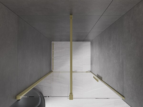 Mexen Velar, posuvné dveře do otvoru 75x200 cm, 8mm čiré sklo, zlatá matná, 871-075-000-01-55