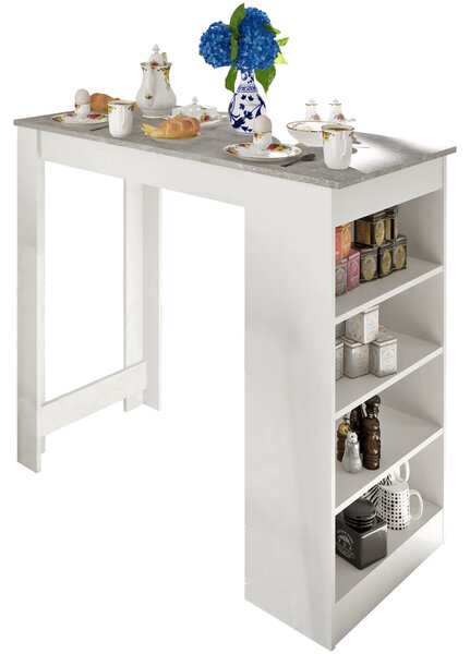 Barový stůl, bílá / beton, 117x57 cm, Austen