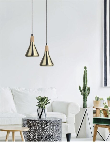 Nova Luce Závěsné svítidlo VENANZIO, přírodní dřevo E14 1x5 W, měďené - VÝPRODEJ