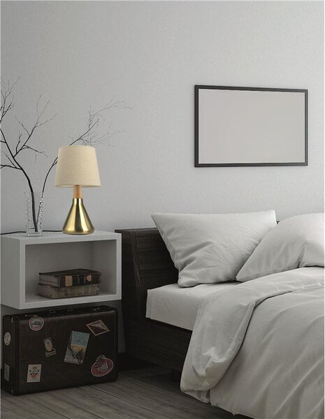 Nova Luce Stolní lampa MONTES, bílé stínidlo E14 1x5W Barva: Mosaz