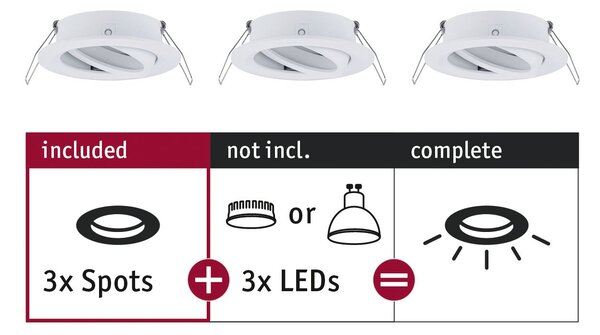 Paulmann 92486 Choose, sada bílých výklopných bodovek 3x10W, průměr 8,4cm