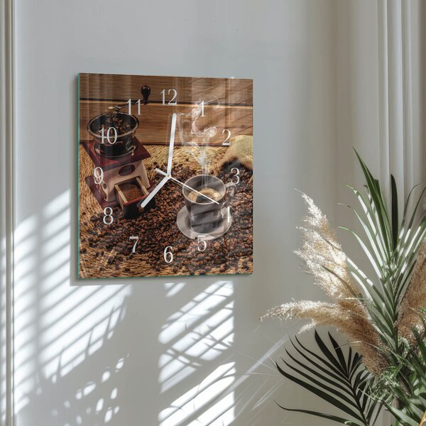 Skleněné hodiny Kávová zrna zskb-30x30-00058700