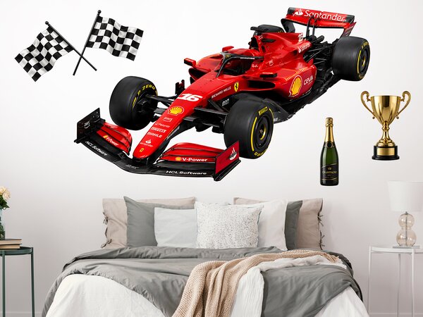 Červená formule F1 textilní přelepitelná samolepka na zeď arch 75 x 44 cm