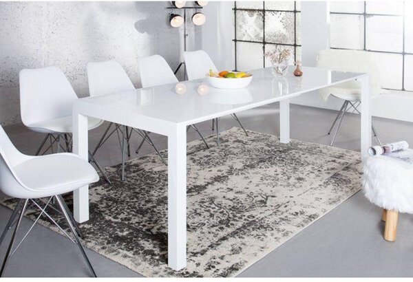 KONDELA Jídelní stůl, bílá vysoký lesk HG, 140-180x80 cm, ASPER NEW TYP 1