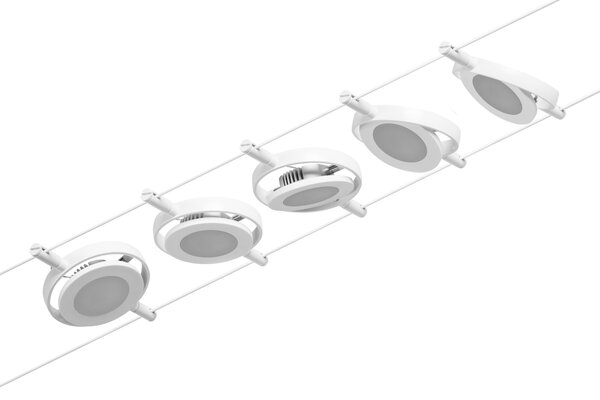 Paulmann 94416 CorDuo RoundMac, sada lankové LED osvětlení, 5x4,5W LED 3000K, bílá/chrom, délka 500cm
