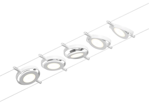 Paulmann 94416 CorDuo RoundMac, sada lankové LED osvětlení, 5x4,5W LED 3000K, bílá/chrom, délka 500cm