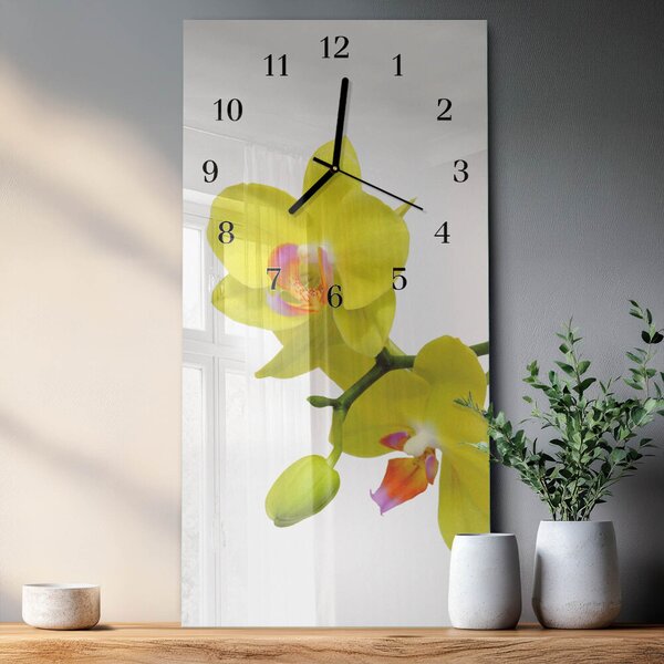 Skleněné hodiny vertikální Orchidej zsppc-30x60-00180883