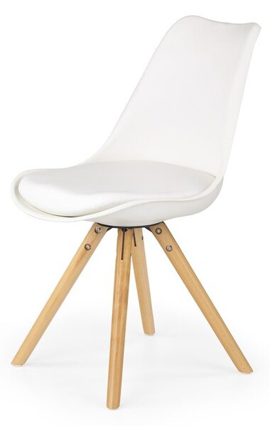 Halmar Bílá jídelní židle K201 s masivními bukovými nohami