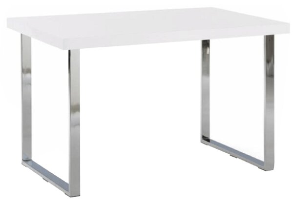 Tempo Kondela Jídelní stůl, bílá HG + chrom, 130x80 cm, TALOS