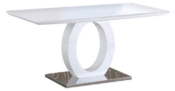 TEMPO Jídelní stůl, bílá vysoký lesk / ocel, 150x80 cm, ZARNI