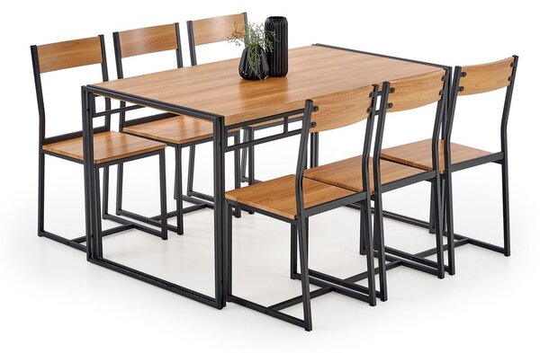 Halmar Černá jídelní sestava stolu se 6 židlemi BOLIVAR