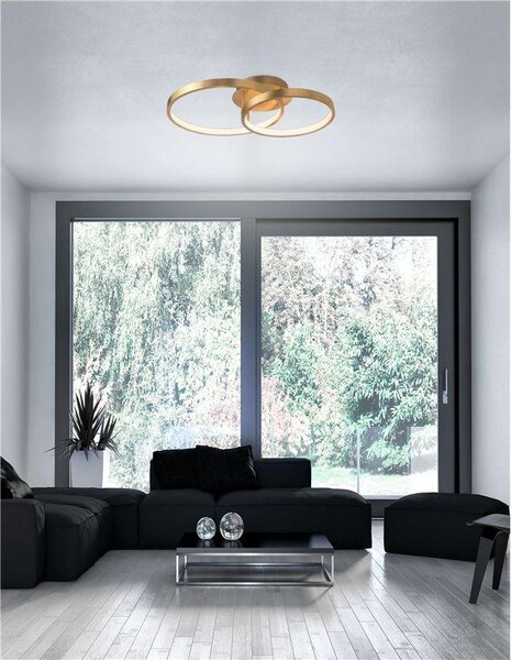 Nova Luce Stropní LED svítidlo LEON plátkovaný zlatý hliník a akryl 44W 3000K