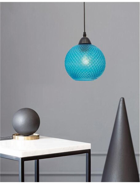Nova Luce Závěsné svítidlo VIENTI, 18cm, E27 1x12W Barva: Modré sklo