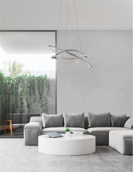 Nova Luce Závěsné LED svítidlo LIVORNO chromovaný hliník a akryl nastavitelné 55W 3000K