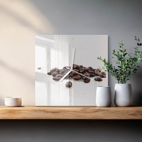 Skleněné hodiny Kávová zrna zskb-30x30-00092391