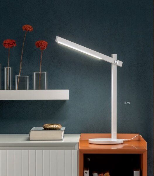 Redo 01-2213 Omeo, černá lampa na pracovní stůl, 7,5W LED 3000/4500/6500K, tříkrokové stmívání, 43+40cm