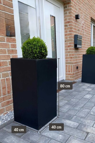 Květináč BLOCK, sklolaminát, výška 80 cm, antracit
