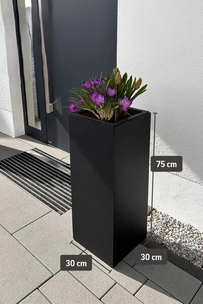 Květináč BLOCK, sklolaminát, výška 75 cm, antracit