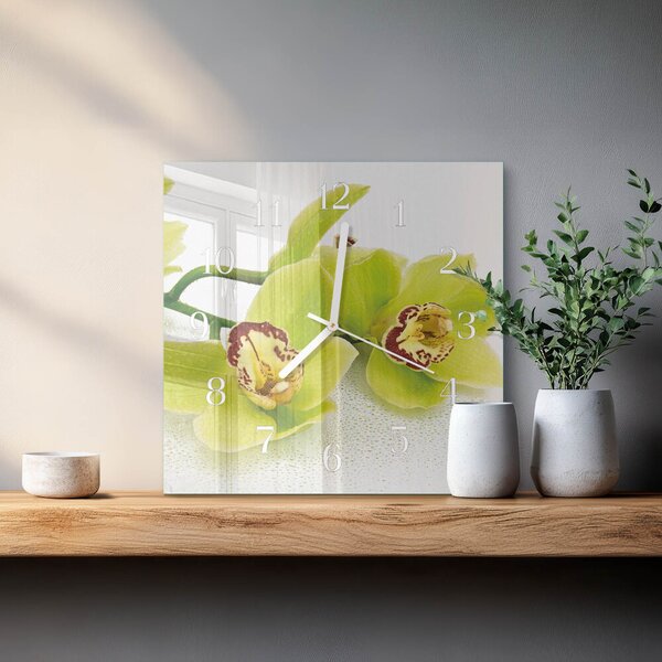 Skleněné hodiny Orchidej zskb-30x30-00084027