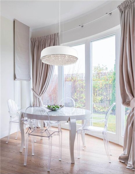 Nova Luce Závěsné svítidlo LYON matný bílá hliník a křišťál G9 6x5W