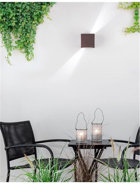 Nova Luce Venkovní nástěnné svítidlo COMO antický hnědý hliník LED 2x3W 3000K nastavitelný úhel 0-90st. IP54