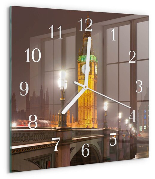 Skleněné hodiny Big Ben zskb-30x30-00080917