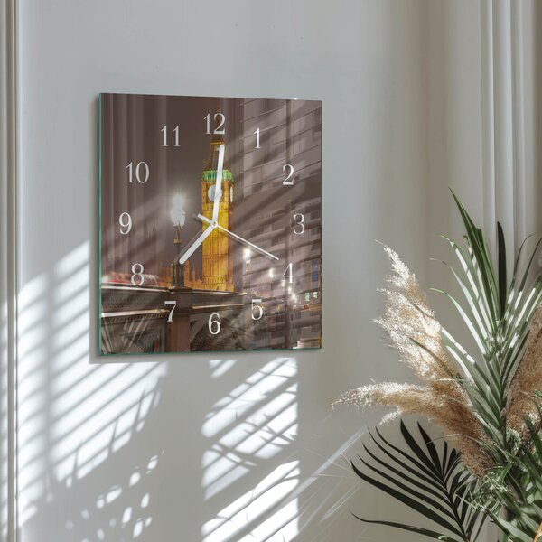 Skleněné hodiny Big Ben zskb-30x30-00080917