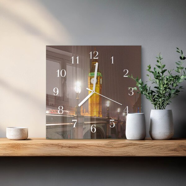 Skleněné hodiny Big Ben zskb-30x30-00080917