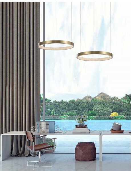 Nova Luce Závěsné LED svítidlo VEGAS, ø45cm, antický mosazný hliník, 18W 3000K