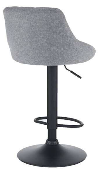 Otočná barová židle čalouněná šedá látka podnož kovová černá TK3182