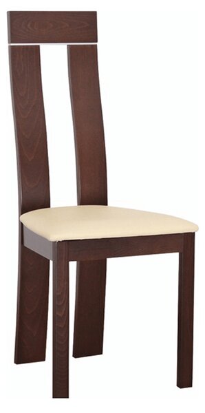 Dřevěná židle, ořech / ekokůže béžová, DESI