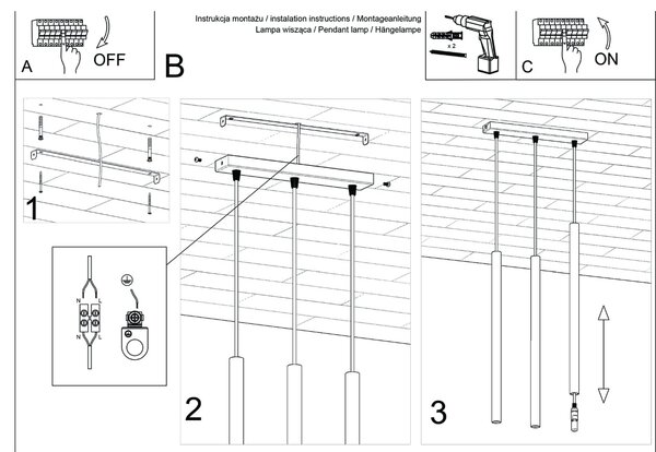 Závěsné svítidlo Pastelo, 3x olivové kovové stínítko
