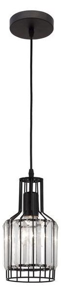 Nova Luce Závěsné svítidlo CARTER černý hliník a křišťál E27 1x12W