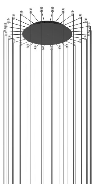 Lodes R10L28 2000 Radial černá kulatá rozeta s bočním vývodem pro 13 - 28 svítidel, průměr 36cm