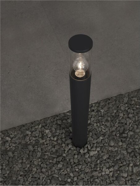 NOVA LUCE venkovní sloupkové svítidlo ZOSIA tmavě šedý hliník a čirý akrylový difuzor E27 1x12W 220-240V bez žárovky IP65 9060183