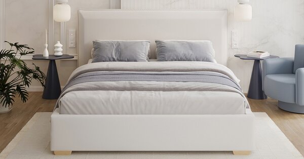 Čalouněná postel PERFETTO 140x200 s kovovým zdvižným roštem BÍLÁ PARIS